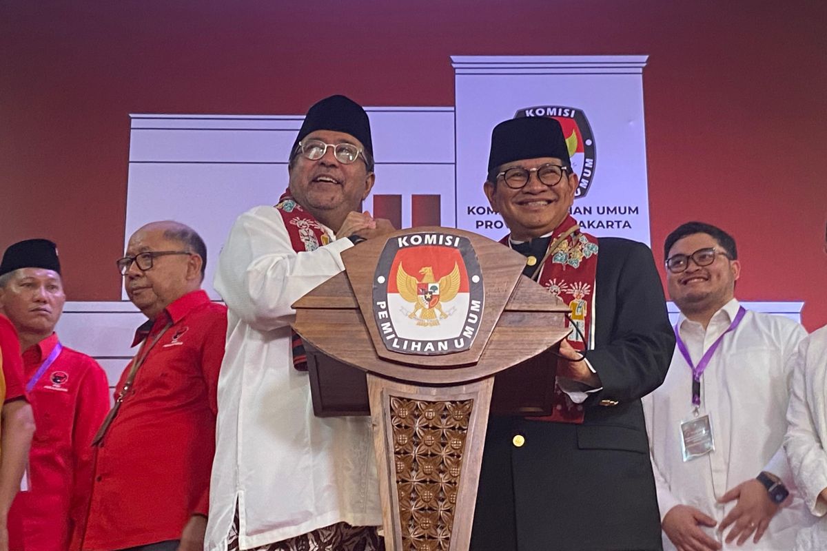 Pasanga Cagub-Cawagub Pilkada Jakarta, Pramono Anung-Rano Karno. Sumber foto : ANTARA