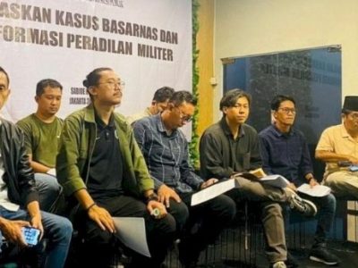 Koalisi Masyarakat Sipil untuk Reformasi Sektor Keamanan dalam forum diskusi soal OTT KPK terhadap pejabat Basarnas di Tebet, Jakarta Selatan, Ahad (30/7/2023). (Foto dokumentasi Imparsial).