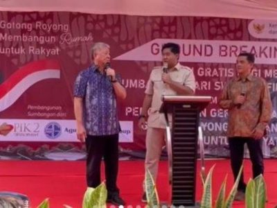 Menteri Perumahan dan Kawasan Permukiman Maruarar Sirait atau Ara meresmikan pembangunan rumah gratis di Tangerang sebagai tanda dimulainya program 3 juta rumah, Jum'at (1/11/2024). Sumber foto : TRIBUN