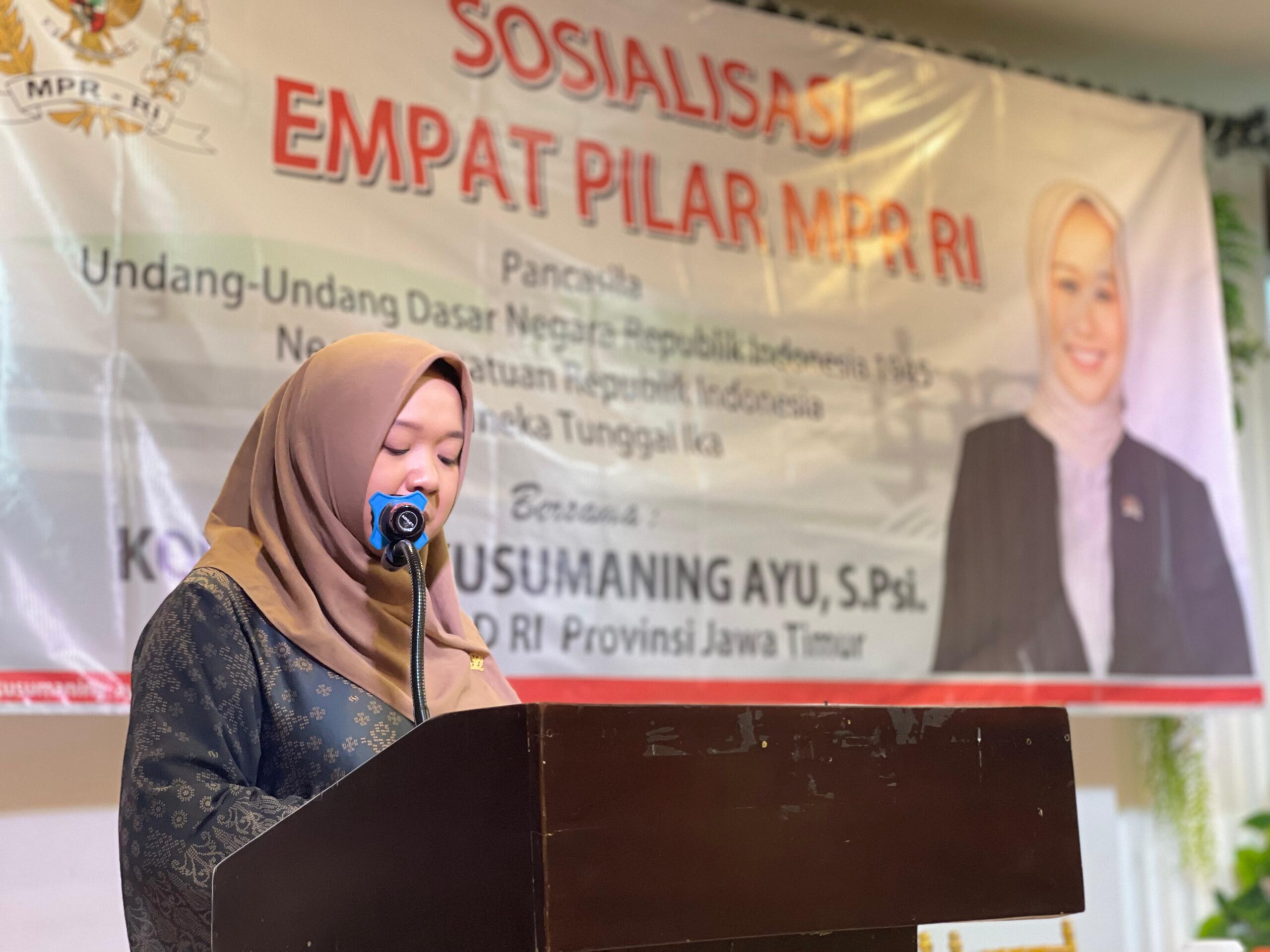 Kondang Kusumaning Ayu dalam Acara Sosisalisasi Empat Pilar Kebangsaan di Surabaya, Sabtu (30/11/2024).