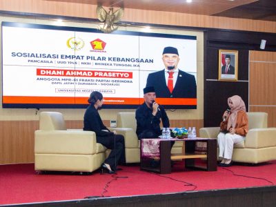Anggota MPR RI, Ahmad Dhani, dalam sosialisasi Empat Pilar Kebangsaan di Surabaya, Sabtu (30/11/2024).