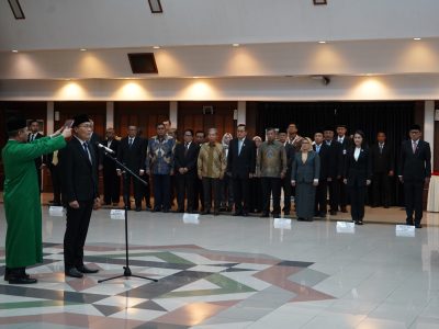 Prof.Budi Setiyono saat prosesi pelantikan Sekretaris Kementerian Kependudukan dan Pembangunan Keluarga/BKKBN pada Senin (6/1/2025).