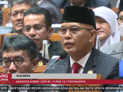 Hasil Tangkapan Layar TV Parlemen saat politisi PKS, Sukamta, menyampaikan pandangan dalam Rapat Paripurna DPR RI ke-10 Pembukaan Masa Persidangan II Tahun Sidang 2024-2025 di Gedung Parlemen Senayan, Jakarta, pada Selasa (21/1/2025).