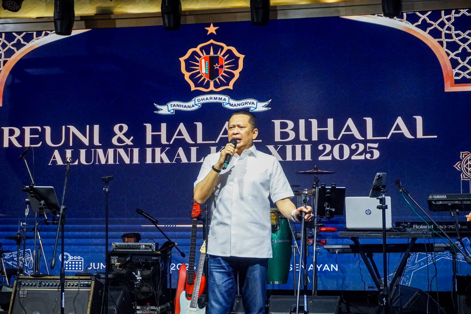 Bambang Soesatyo dalam acara Reuni Ikatan Alumni Lemhanas di Kompleks Parlemen Jakarta pada Jum'at (11/4/2025).
