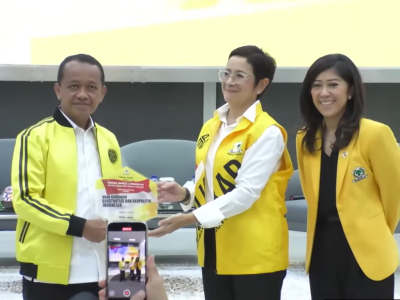 Ketua Umum DPP Partai Golkar, Bahlil Lahadalia, pada diskusi bertema “Arah Kebijakan Geostrategi dan Geopolitik Indonesia” yang digelar oleh Bidang Media dan Penggalangan Opini DPP Partai Golkar di Jakarta, Kamis (8/5).