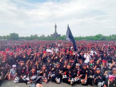 Gelar Agung Pecalang yang digelar di Lapangan Puputan Margarana, Denpasar, Sabtu (17/5).