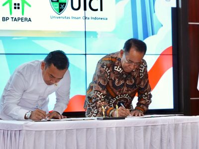 Penandatanganan MOU antara UICI dan Kementerian Kependudukan dan Pembangunan Keluarga yang ditandatangi oleh Rektor UICI, Prof. La Ode M.Kamaluddin dan Menteri Wihaji di Jakarta pada Senin (19/5/2025)