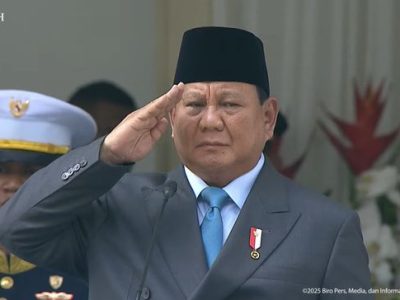 Presiden Prabowo Pimpin Upacara Peringatan Hari Lahir Pancasila di Gedung Pancasila Jakarta Senin (2/5/2025).