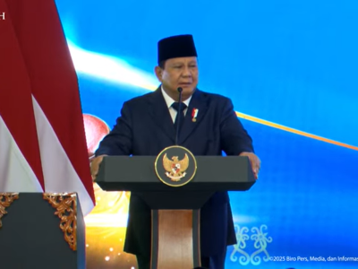 Presiden Prabowo Subianto dalam acara pengukuhan Hakim Mahkamah Agung RI, Rabu (12/6). Sumber : Youtube Sekretariat Presiden.