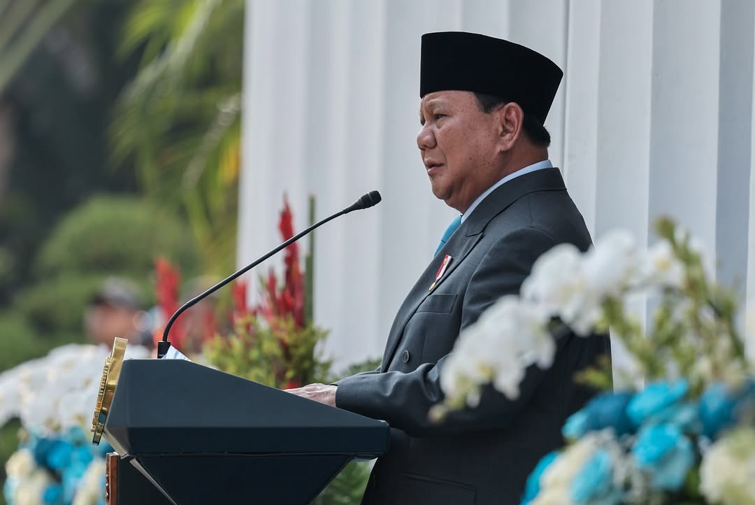 Presiden memimpin Upacara Peringatan Hari Lahir Pancasila di Gedung Pancasila Kemenlu pada Senin (2/6/2025). Sumber foto : Sekretariat Presiden.