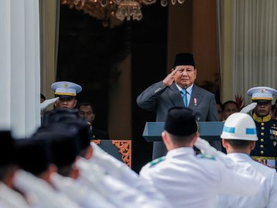 Presiden memimpin Upacara Peringatan Hari Lahir Pancasila di Gedung Pancasila Kemenlu pada Senin (2/6/2025). Sumber foto : Sekretariat Presiden.