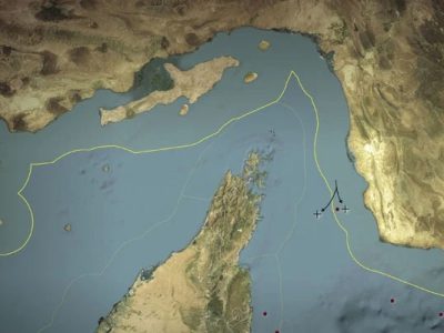 Representasi visual jalur pengiriman minyak utama "Selat Hormuz". Sumber foto : Reuters