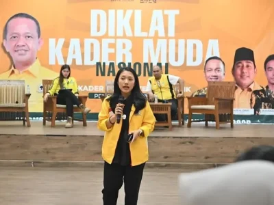 Puteri Komarudin dalam acara Diklat Kader Muda Nasional yang digelar oleh DPP AMPG di Bogor pada Jum'at-Minggu (03-05/10/2025)